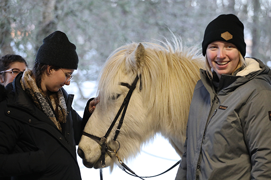 Iceland horse and UNI students